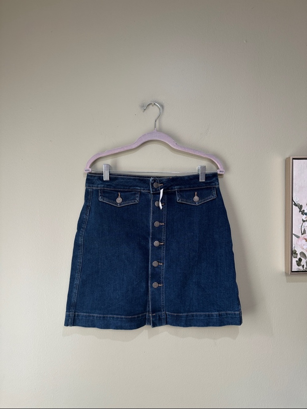 🌸LOFT Dark Blue Button-Front Denim Skirt